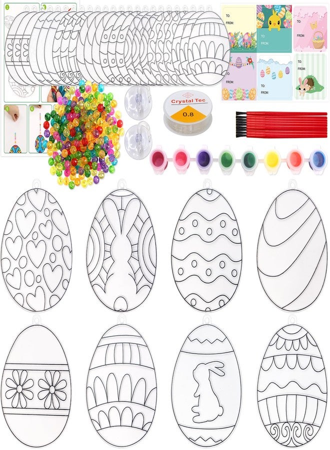 WorldBazaar Easter Egg Suncatchers Painting Crafts for Kids 24 Sets DIY Easter Window Painting Art Suncatchers Decorations Spring Christian Religious Activities Family Classroom Party Favors - Image 2